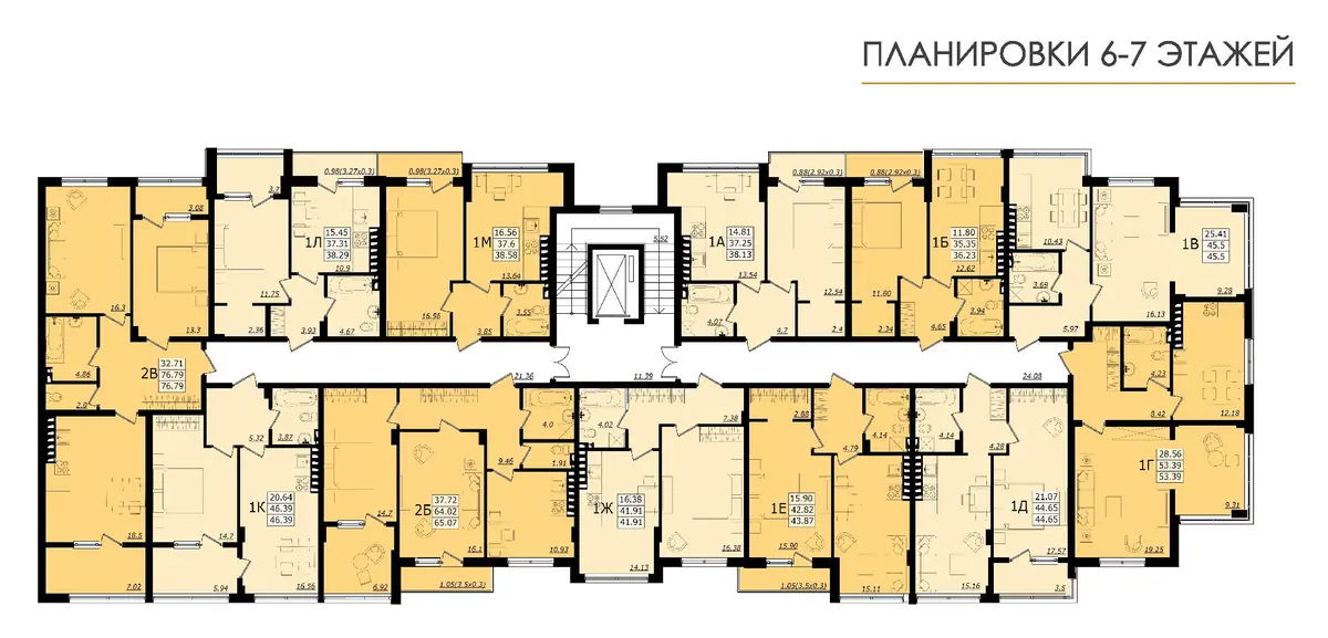 ЖК Золотая эра Дом №6 План 6-7 этажей