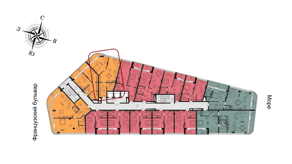 Однокомнатные апартаменты · 76.4 м² · ЖК Kandinsky