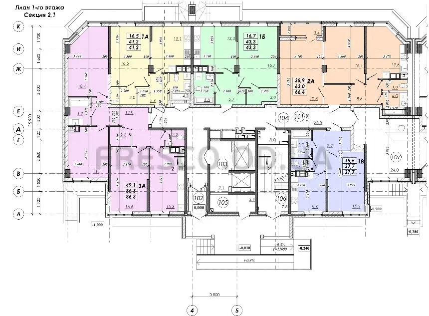 ЖК RealPark (Реал Парк) секция 2.1 план 1 этажа