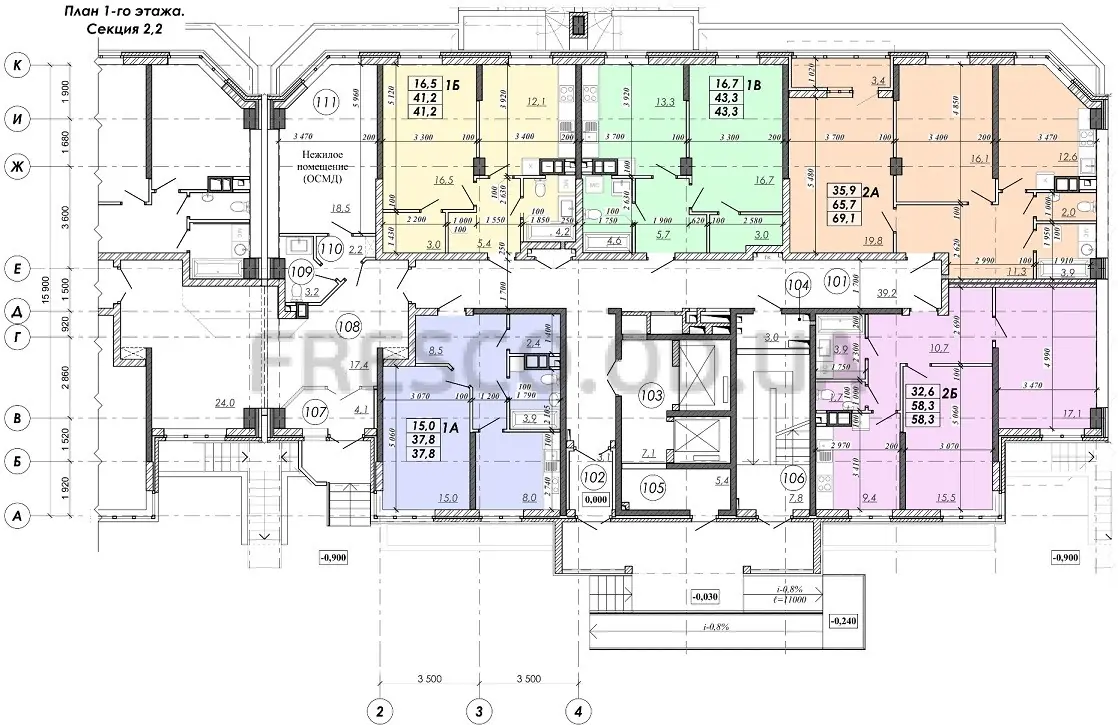 ЖК RealPark (Реал Парк) секция 2.2 план 1 этажа