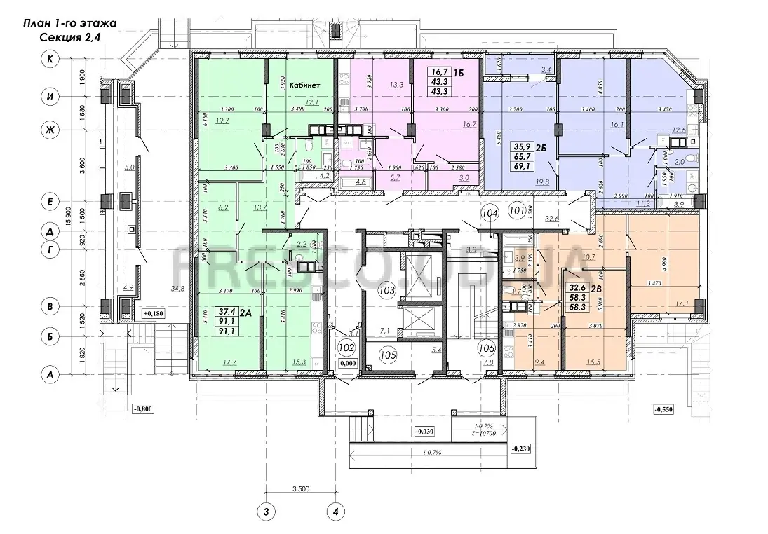 ЖК RealPark (Реал Парк) секция 2.4 план 1 этажа