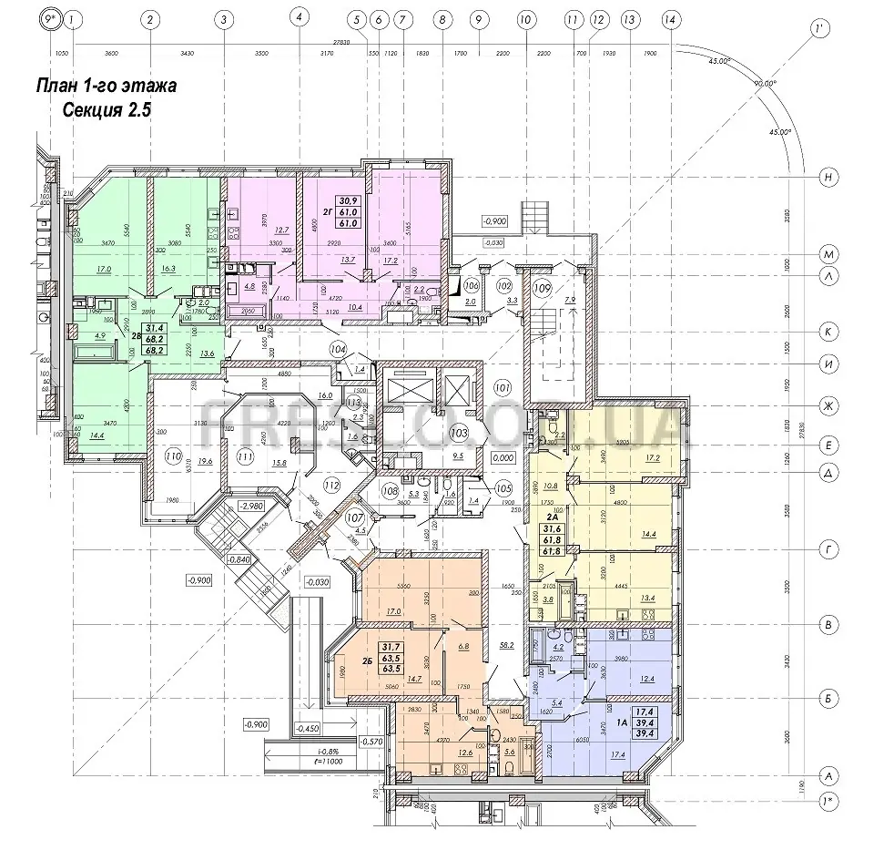 ЖК RealPark (Реал Парк) секция 2.5 план 1 этажа