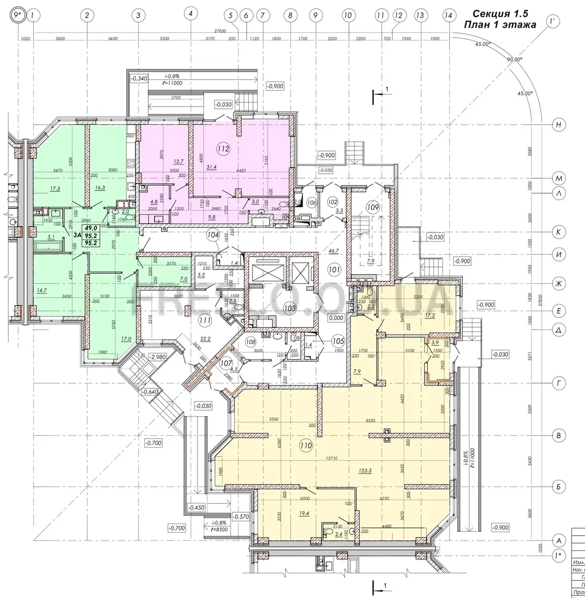 ЖК RealPark (Реал Парк) план 1 этажа секция 1.5