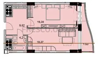 Однокомнатная квартира · 56.18 м² · ЖК UNITY TOWERS (ЮНИТИ ТАУЭРС)