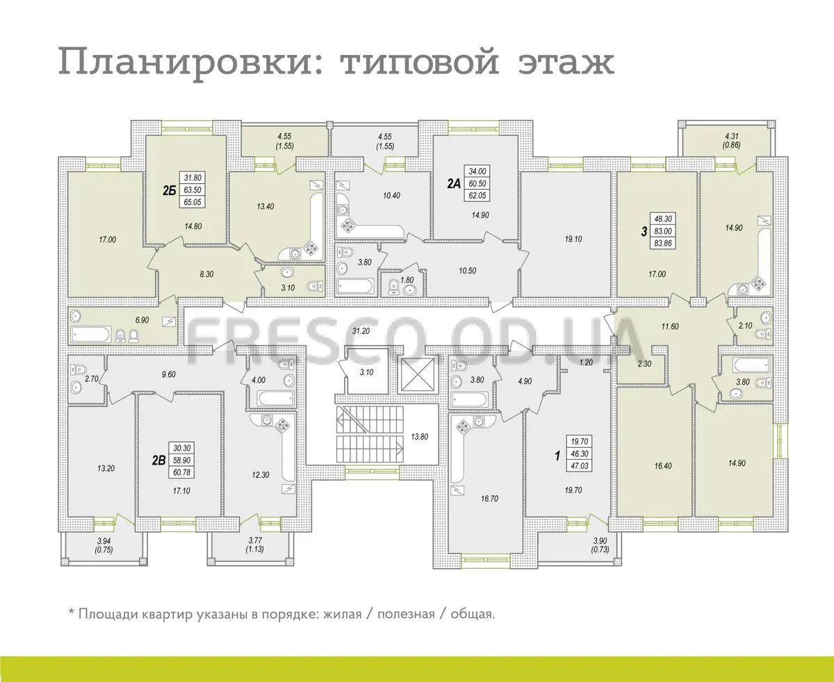 ЖК Парк Совиньон план типового этажа