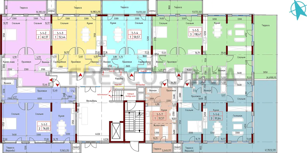 ЖК MARINIST residence (Маринист Резиденс) 1 секция план 1 этажа