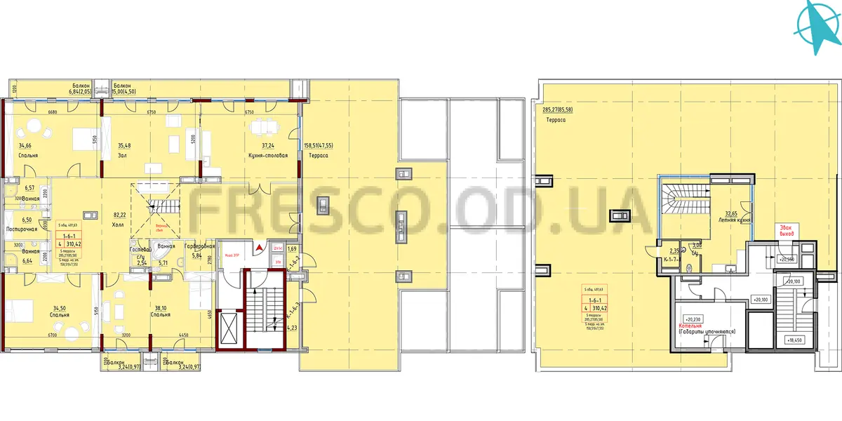 ЖК MARINIST residence (Маринист Резиденс) 1 секция план 6 этажа