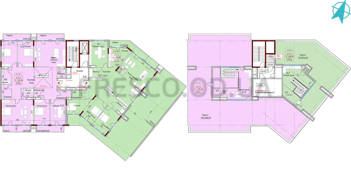 ЖК MARINIST residence (Маринист Резиденс) 2 секция план 7 этажа