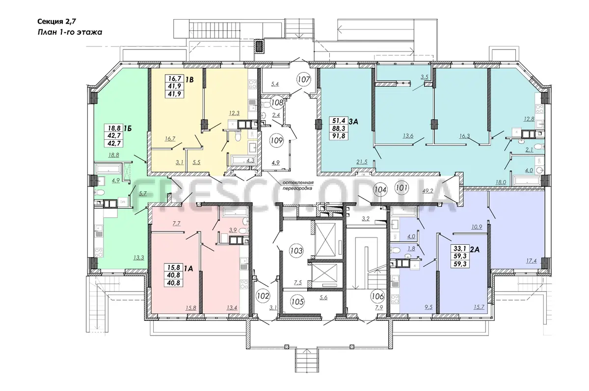 ЖК RealPark (Реал Парк) секция 2.7 план 1-го этажа