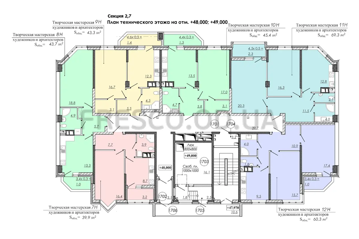ЖК RealPark (Реал Парк) секция 2.7 план тех этажа