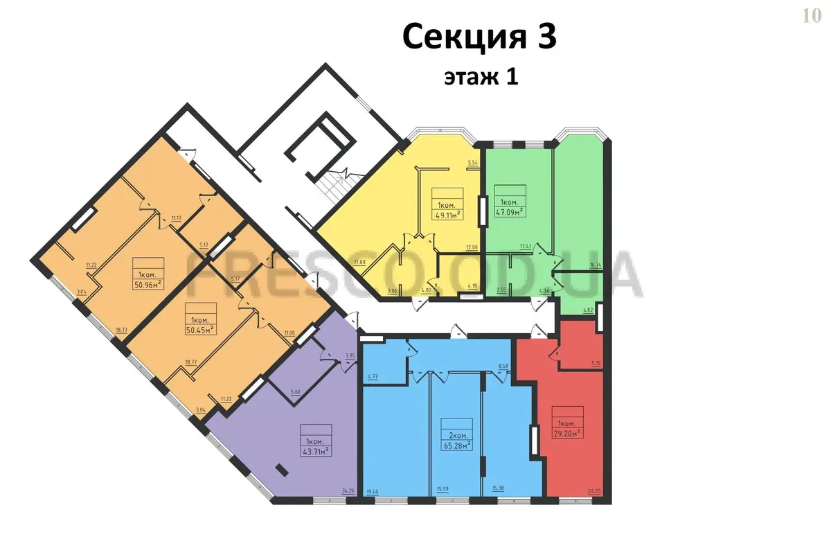 ЖК Avinion (Авиньон) план 3 секции 1 этаж