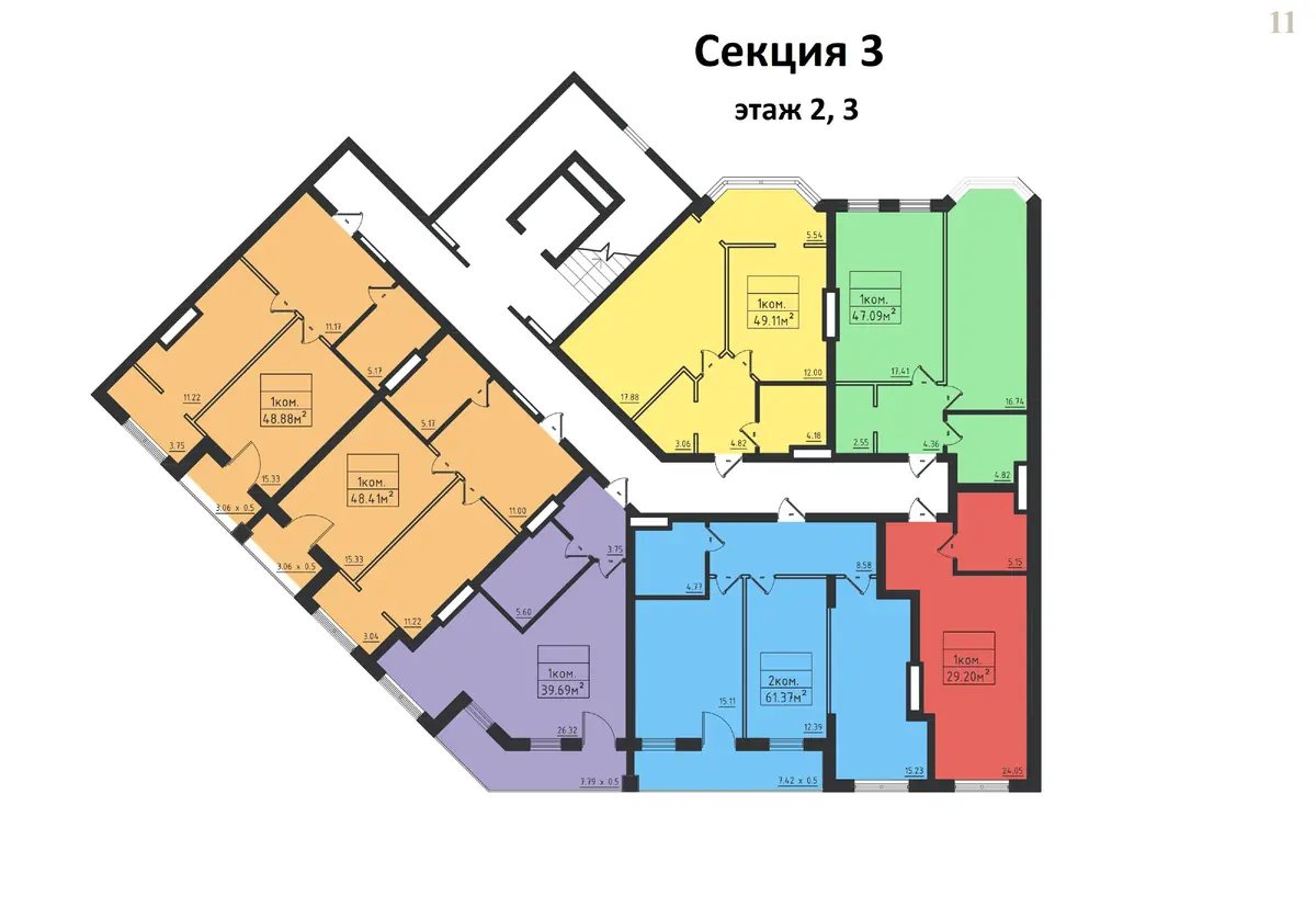 ЖК Avinion (Авиньон) план 3 секции 2-3 этаж