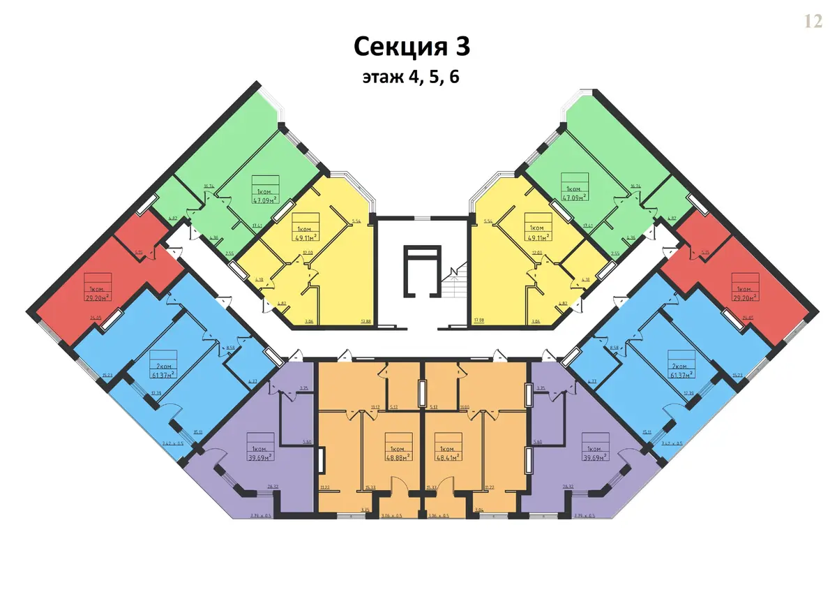 ЖК Avinion (Авиньон) план 3 секции 4,5,6 этаж