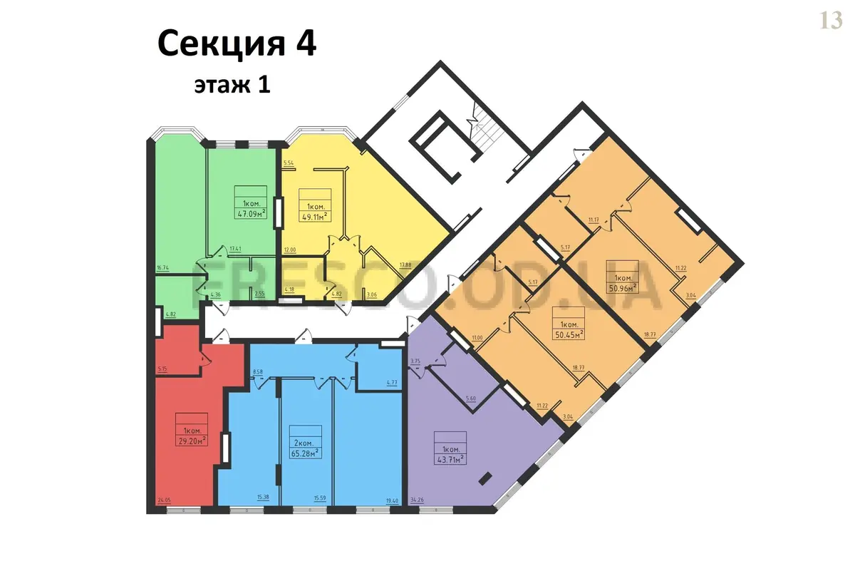 ЖК Avinion (Авиньон) план 4 секции 1 этаж