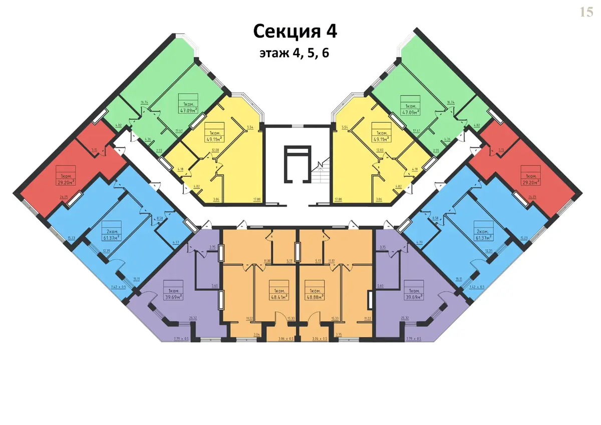 ЖК Avinion (Авиньон) план 4 секции 4,5,6 этаж