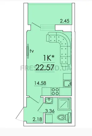 Studio · 22.8 m² · ECO Solaris