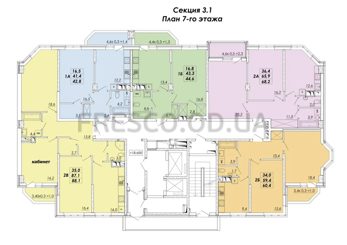 ЖК RealPark (Реал Парк) секция 3.1 план 7 этажа