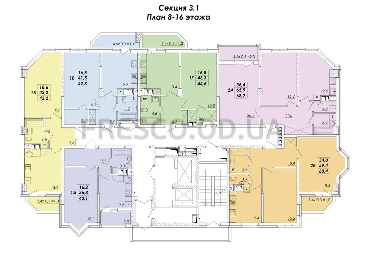 ЖК RealPark (Реал Парк) секция 3.1 план 8-16 этажа
