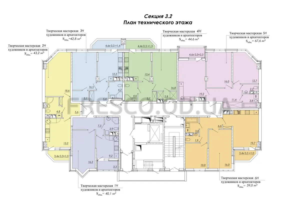 ЖК RealPark (Реал Парк) секция 3.2 план тех. этажа