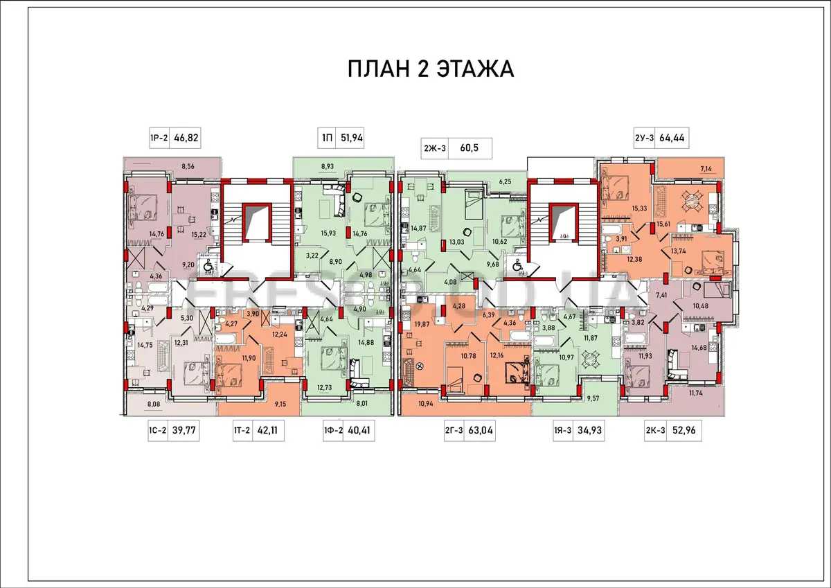 ЖК Дерби (Derby Style House) секции 3.1-3.2 план 2 этажа