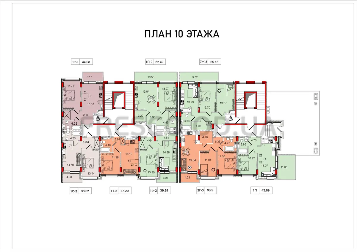 ЖК Дерби (Derby Style House) секции 3.1-3.2 план 10 этажа