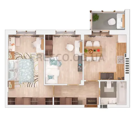 Двухкомнатная квартира · 49.61 м² · ЖК Мариинский
