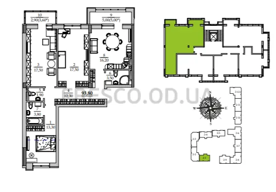 Трёхкомнатная квартира · 92.4 м² · ЖК Таировские сады