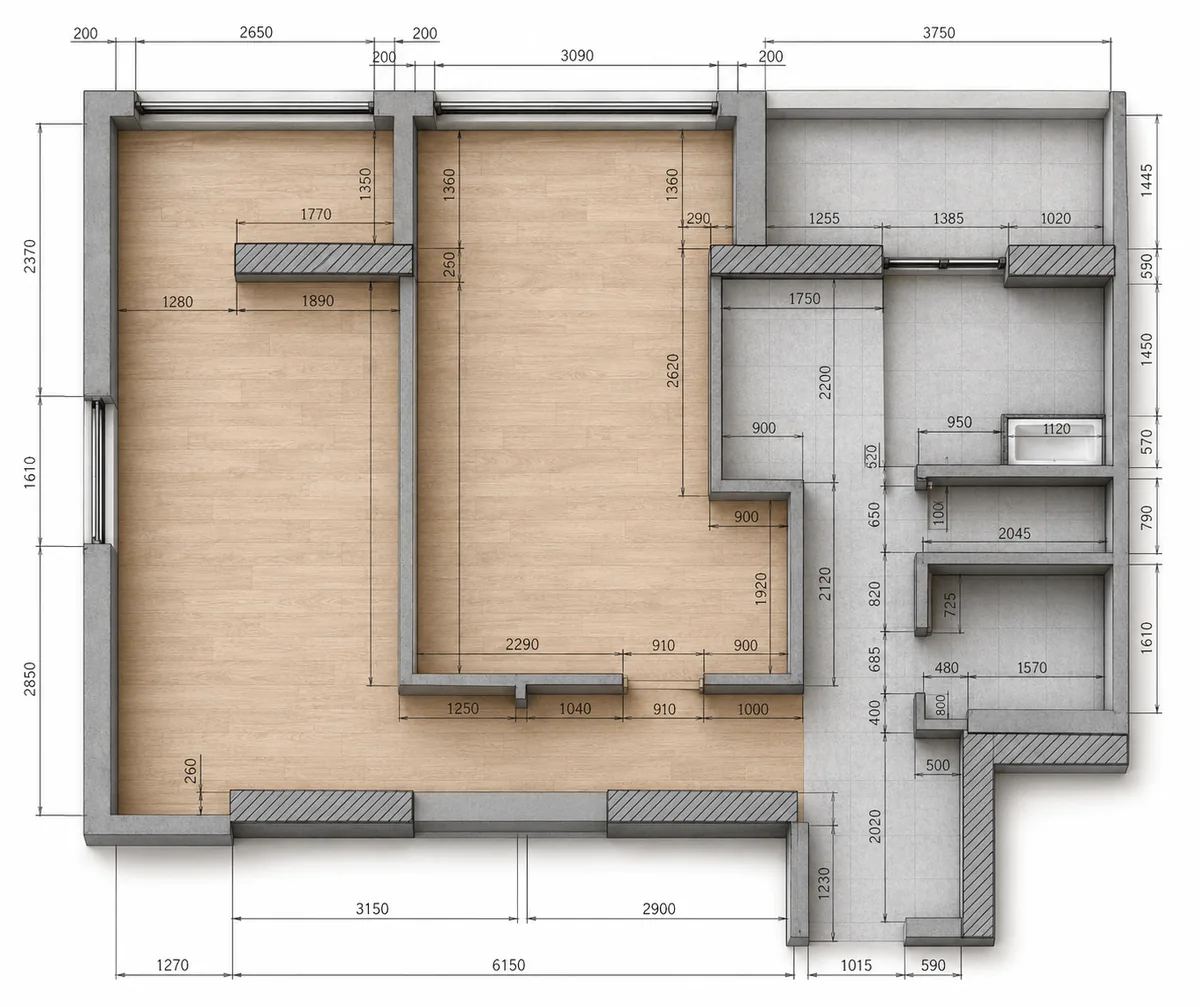 Двухкомнатная квартира · 75.5 м² · ЖК Клубный 7