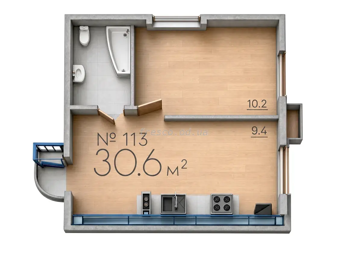 Студия · 30.6 м² · ЖК Рю МЕНАР (Rue Menars)