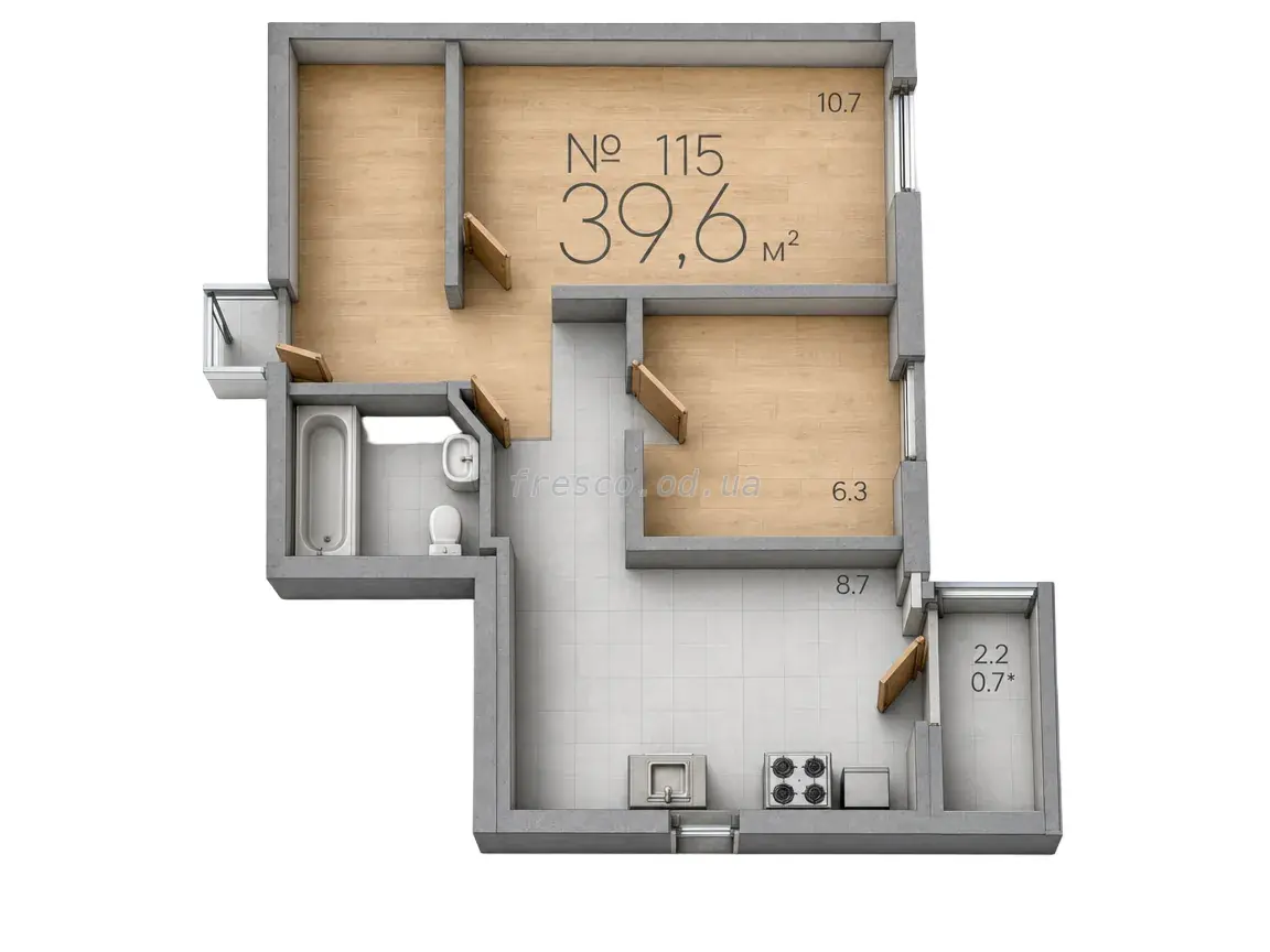 Однокомнатная квартира · 39.6 м² · ЖК Рю МЕНАР (Rue Menars)