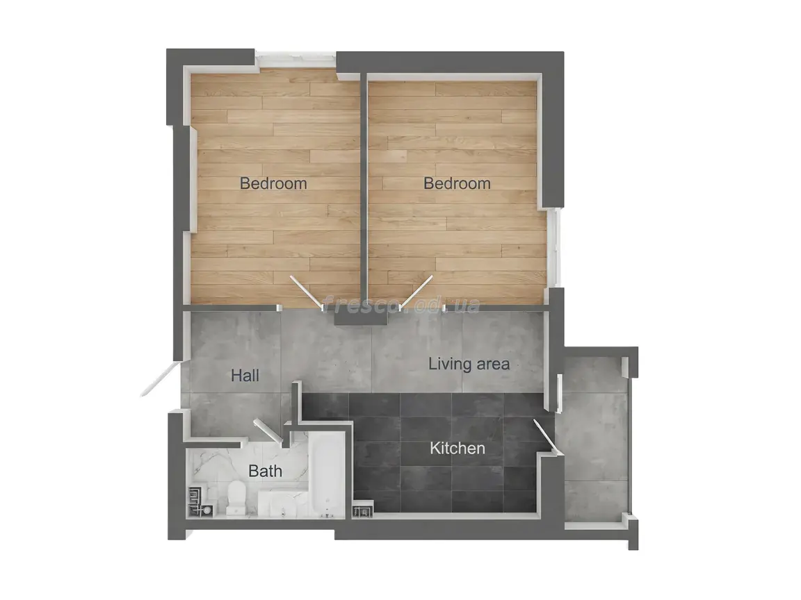 Двухкомнатная квартира · 59.37 м² · ЖК Посейдон