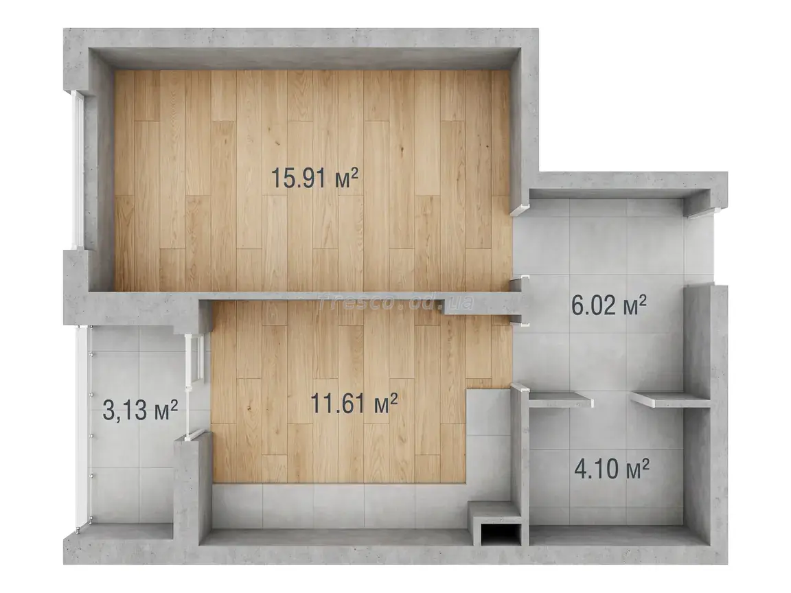 Однокомнатная квартира · 41.58 м² · ЖК Одесские традиции на Глушко