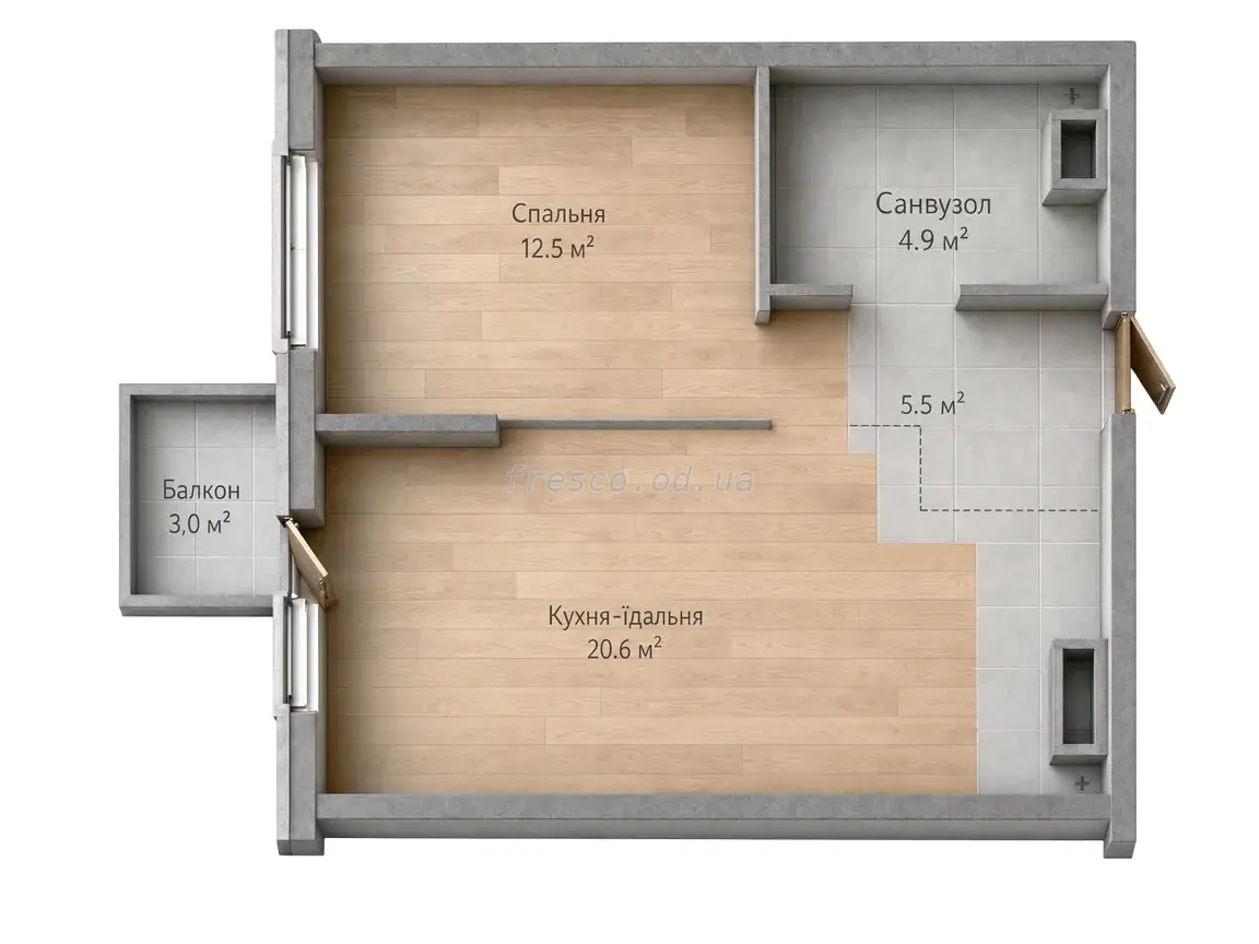 Однокомнатная квартира · 44.4 м² · ЖК Sky City