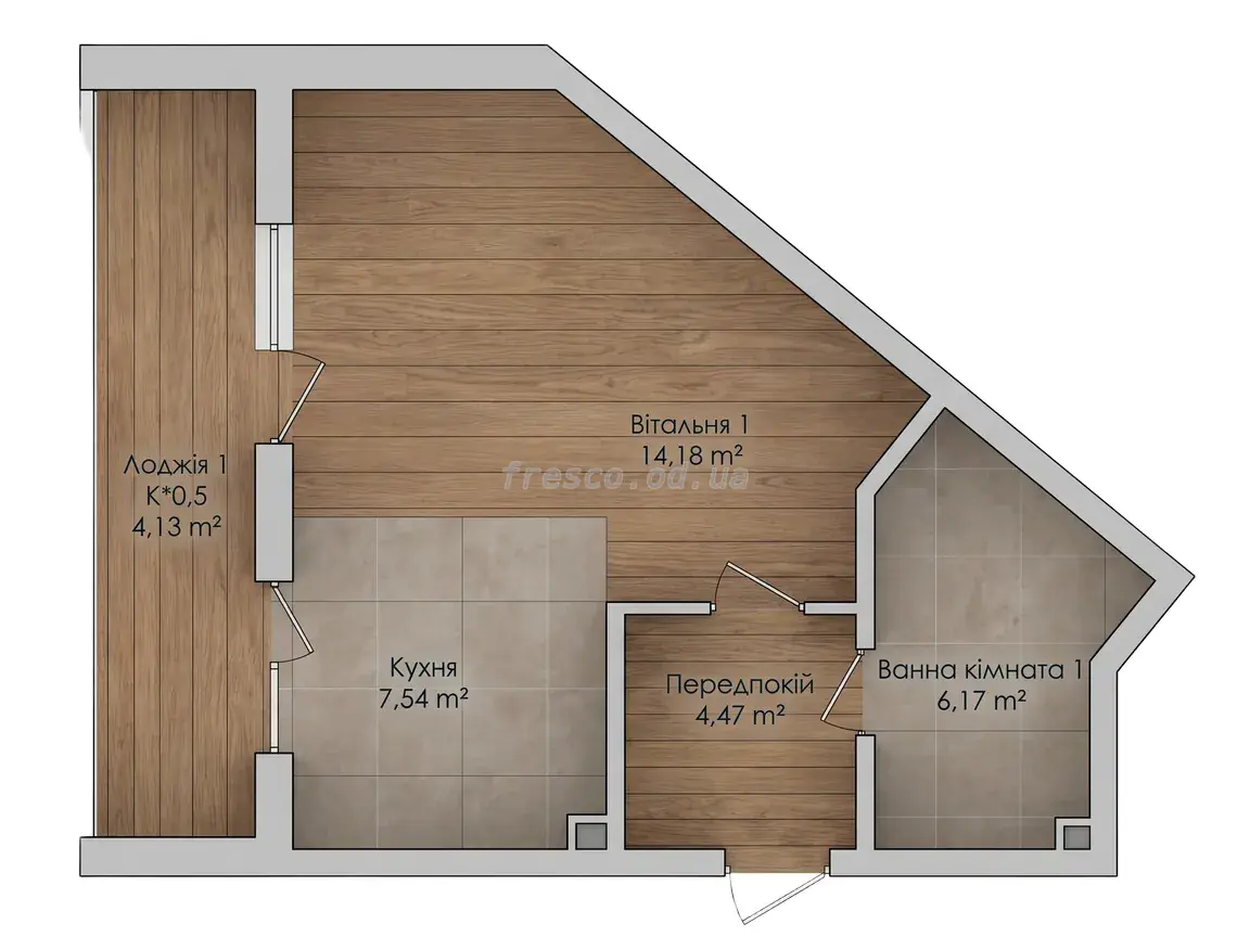 Однокомнатные апартаменты · 36.49 м² · ЖК Kandinsky