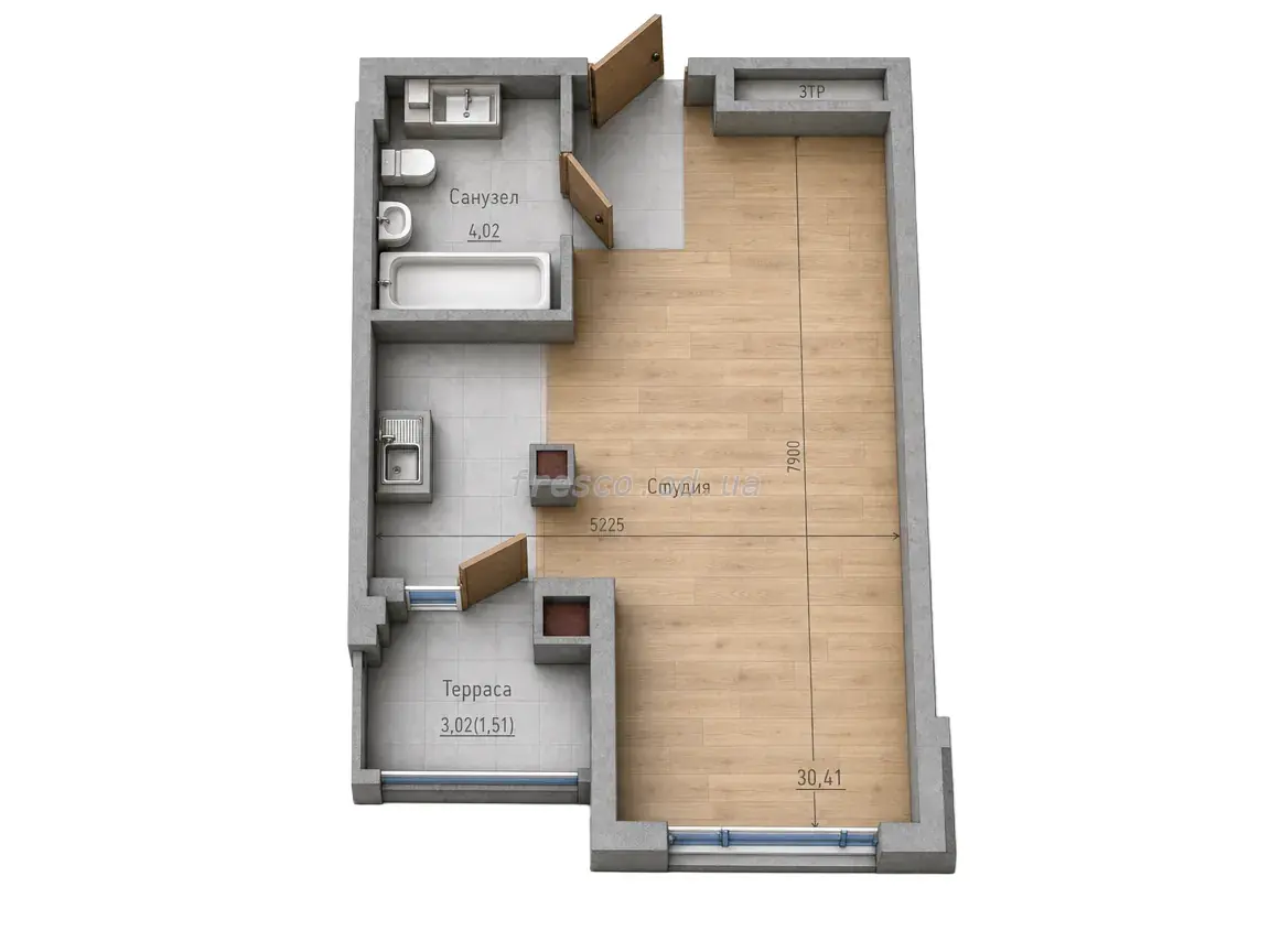 Однокомнатные апартаменты · 35.7 м² · ITown (АйТаун)