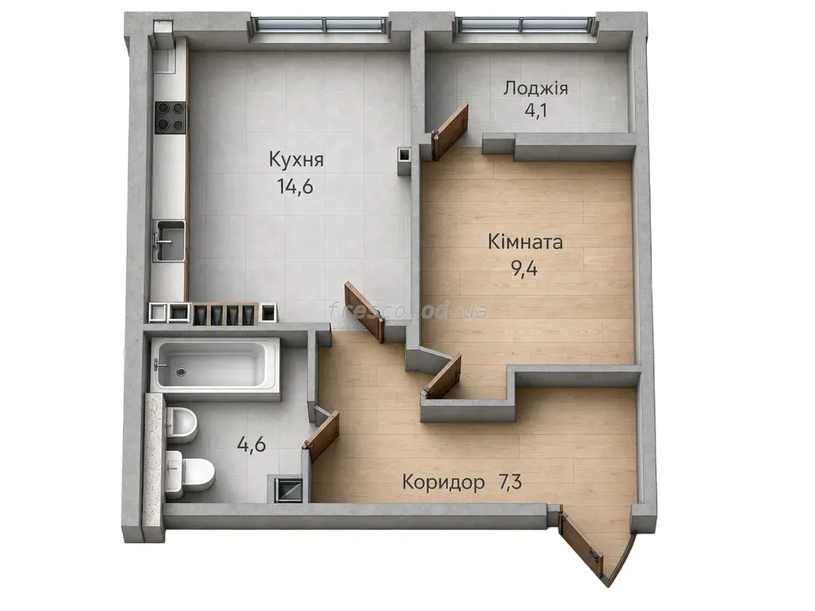 Однокомнатная квартира · 39.9 м² · ЖК Гринвич Парк