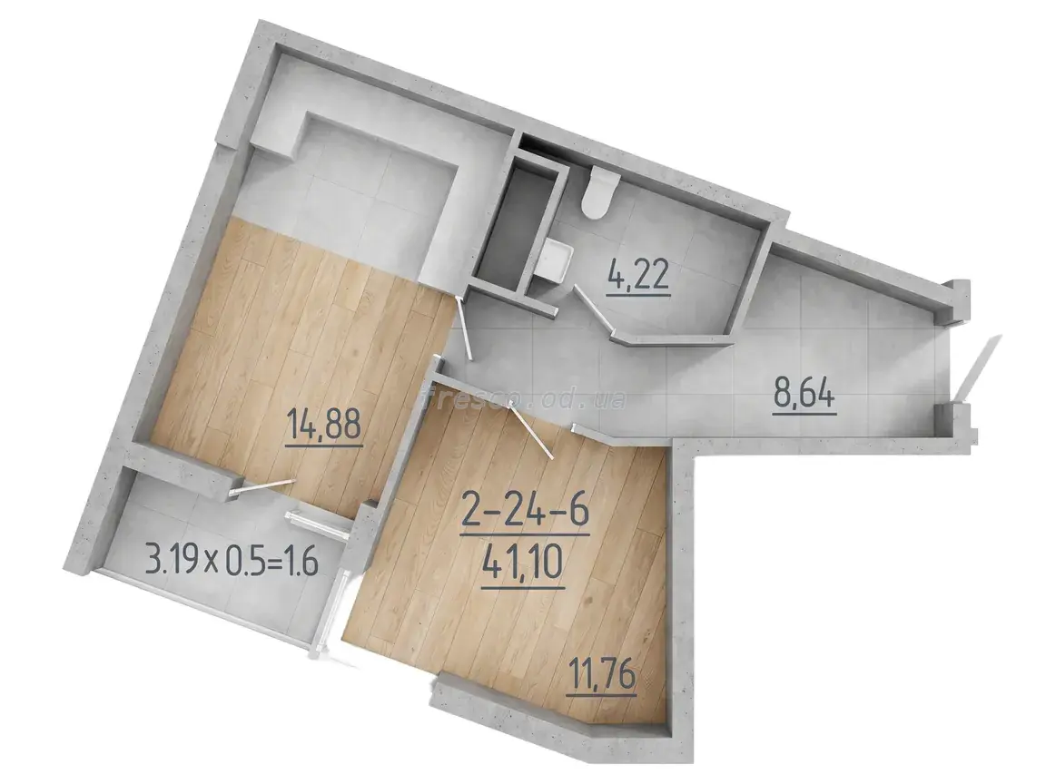 Однокомнатная квартира · 40.8 м² · ЖК 67 Жемчужина