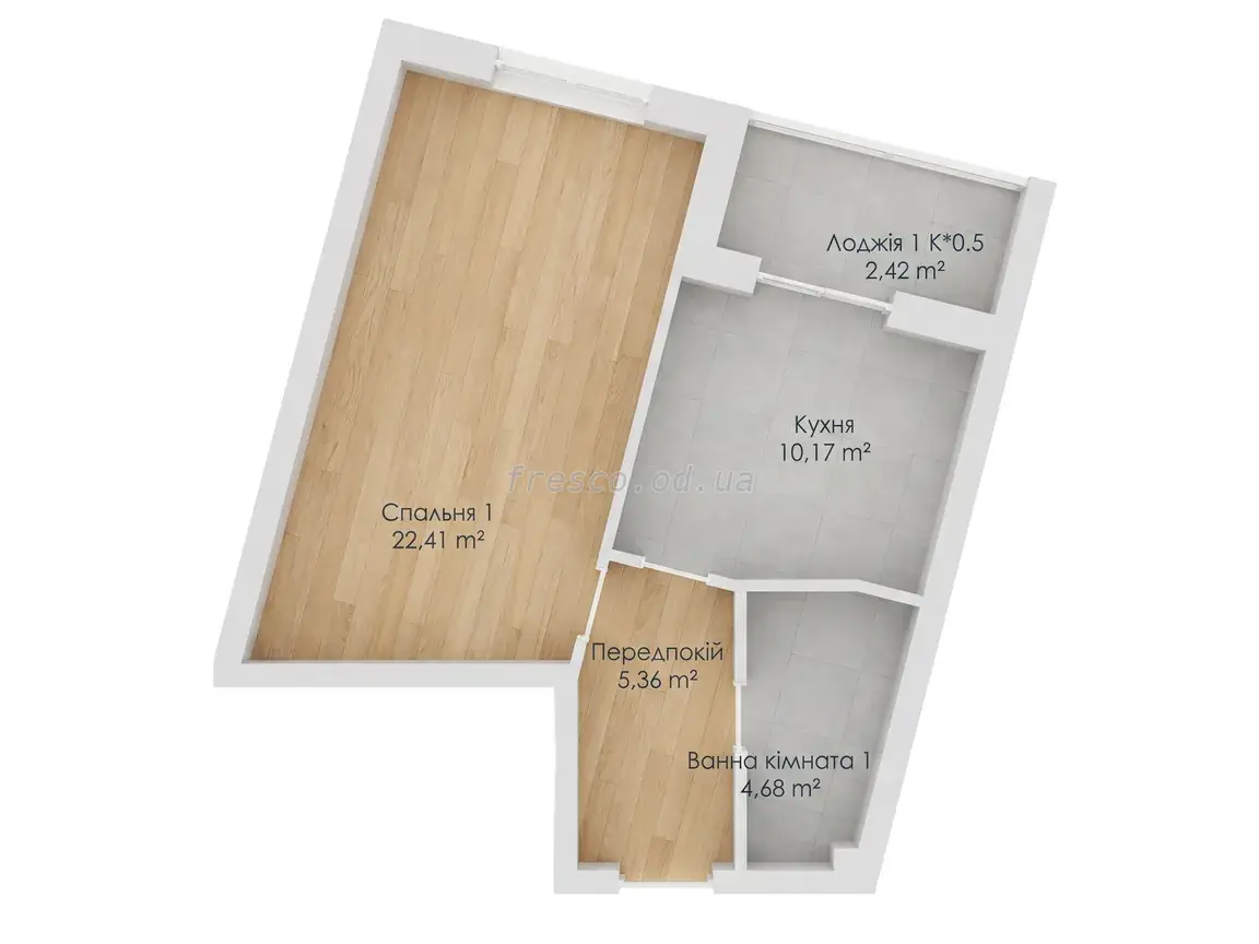 Однокомнатные апартаменты · 45.04 м² · ЖК Kandinsky