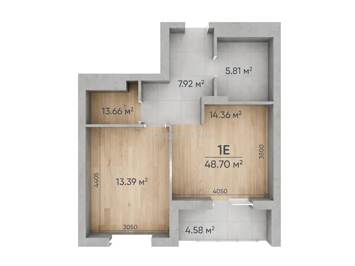 Однокомнатная квартира · 48.7 м² · ЖК Эра Фэмили