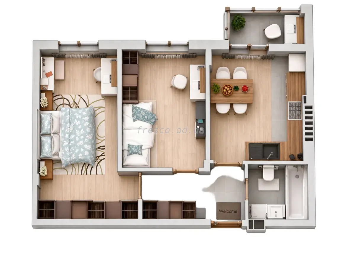Двухкомнатная квартира · 49.61 м² · ЖК Мариинский