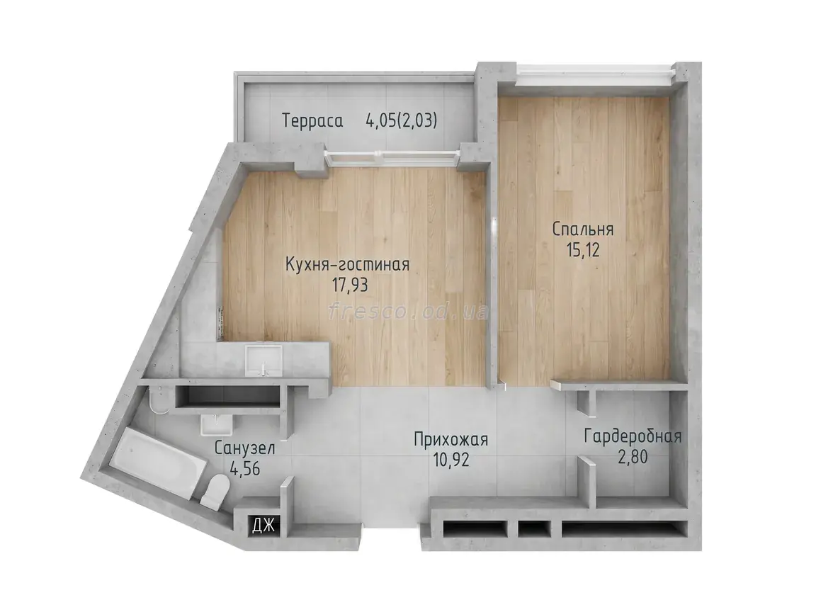 Однокомнатные апартаменты · 53.3 м² · ITown (АйТаун)