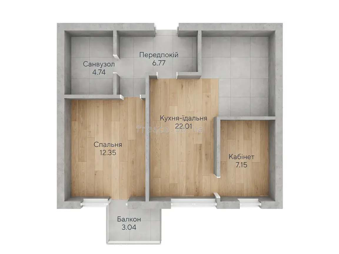 Двухкомнатная квартира · 54.5 м² · ЖК Sky City