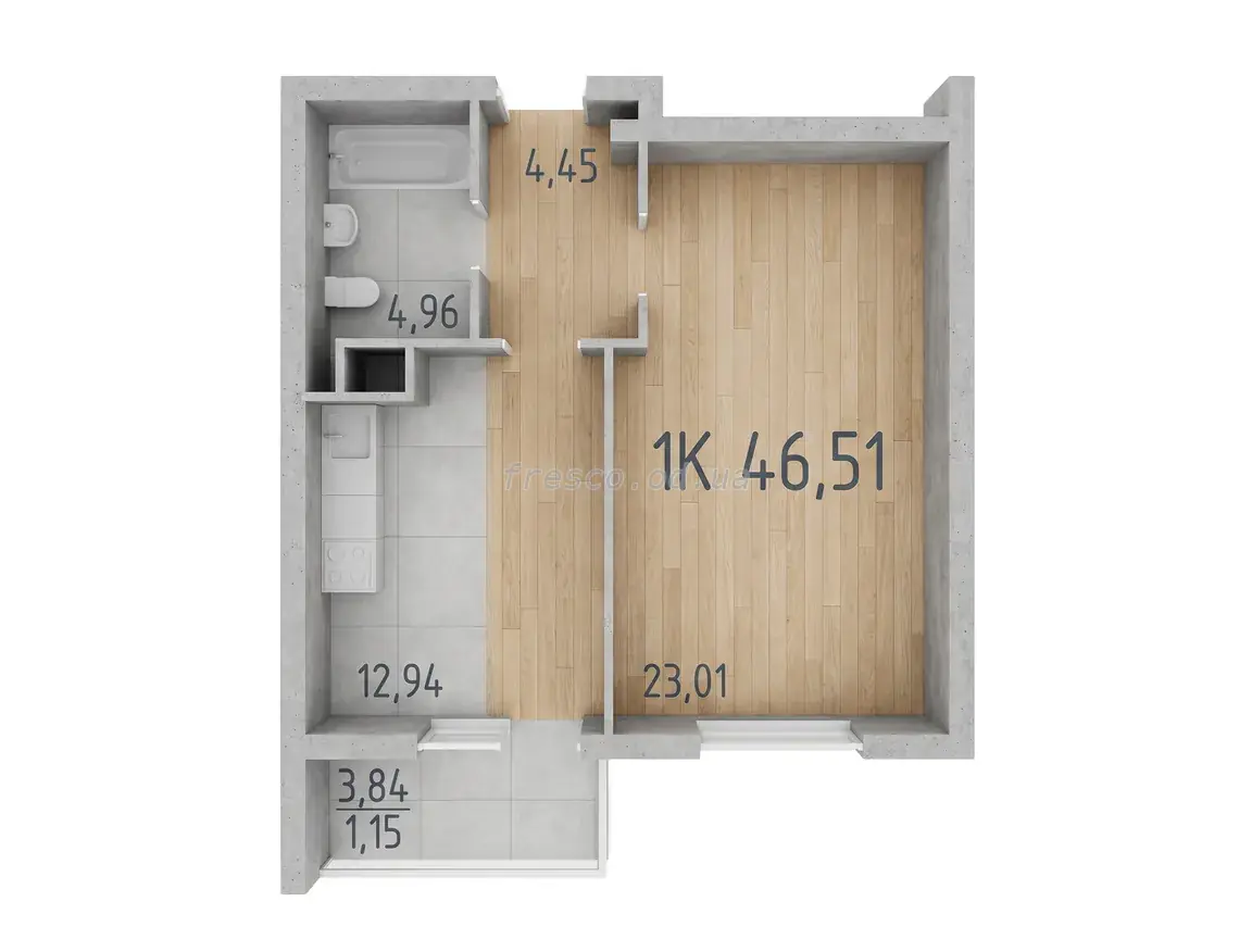 Однокомнатная квартира · 43.4 м² · ЖК 59 Жемчужина