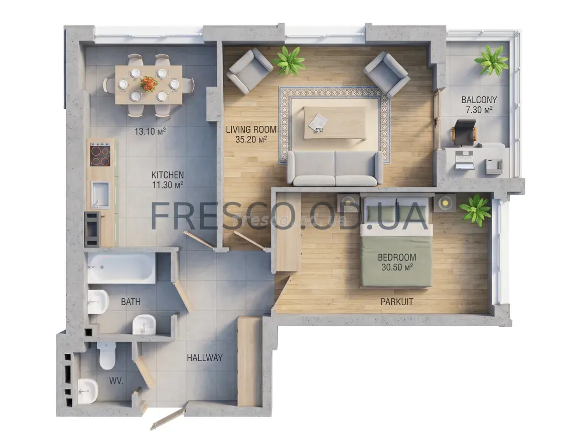 Двухкомнатная квартира · 63.7 м² · ЖК Золотая Эра