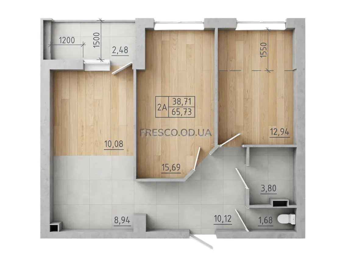 Двухкомнатная квартира · 65.73 м² · ЖК Сити Парк