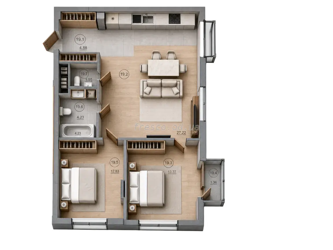 Однокомнатная квартира · 40.29 м² · ЖК Акварель 10