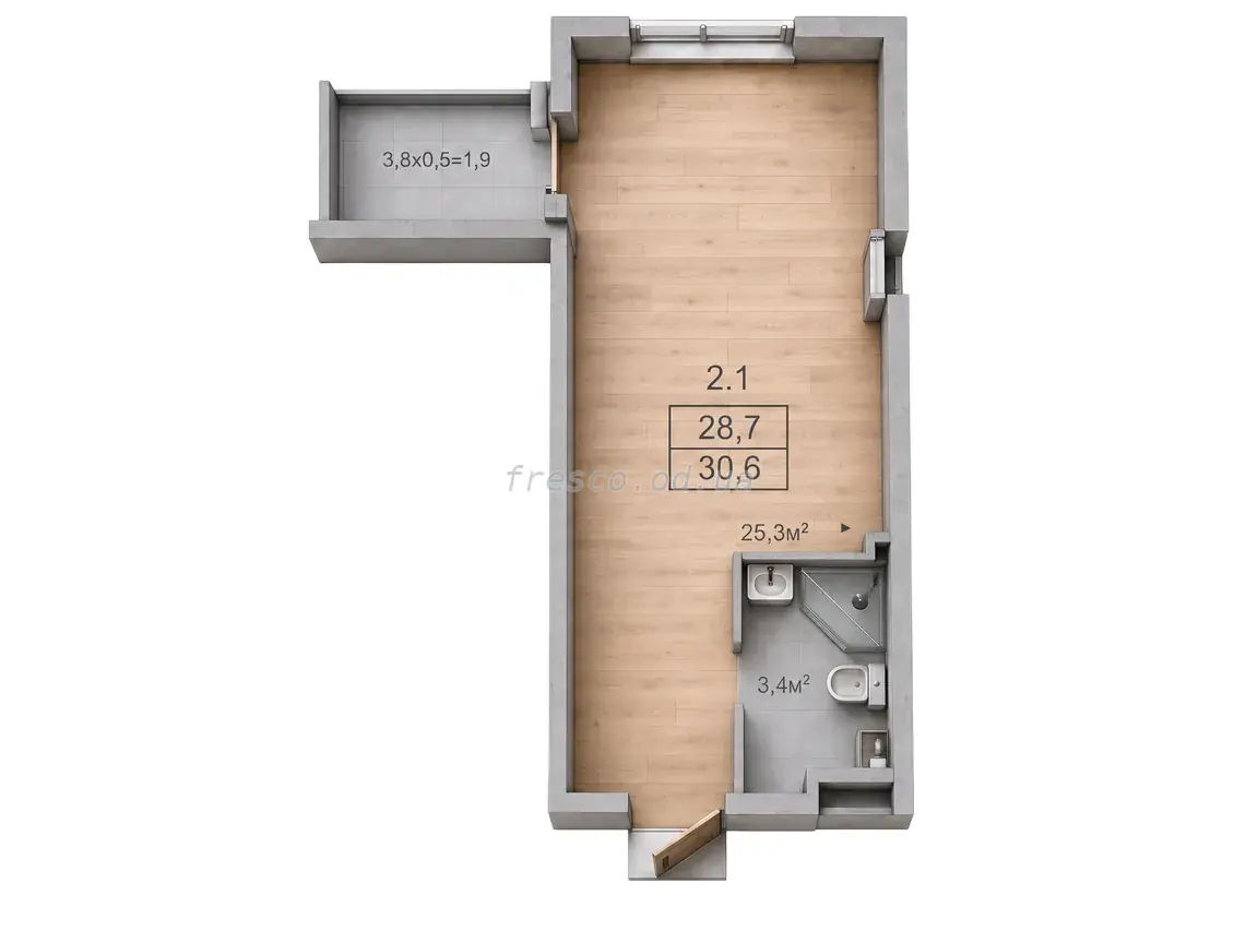 Апартамент-студия · 30.7 м² · ЖК Бриз Марин