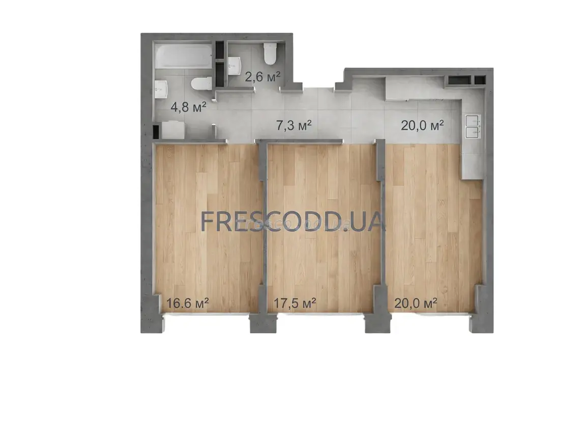 Двухкомнатная квартира · 68.73 м² · ЖК Авторский район