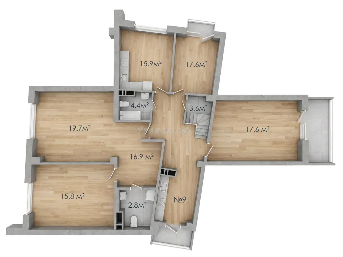 Двухкомнатная квартира · 79.5 м² · ЖК Авторский район