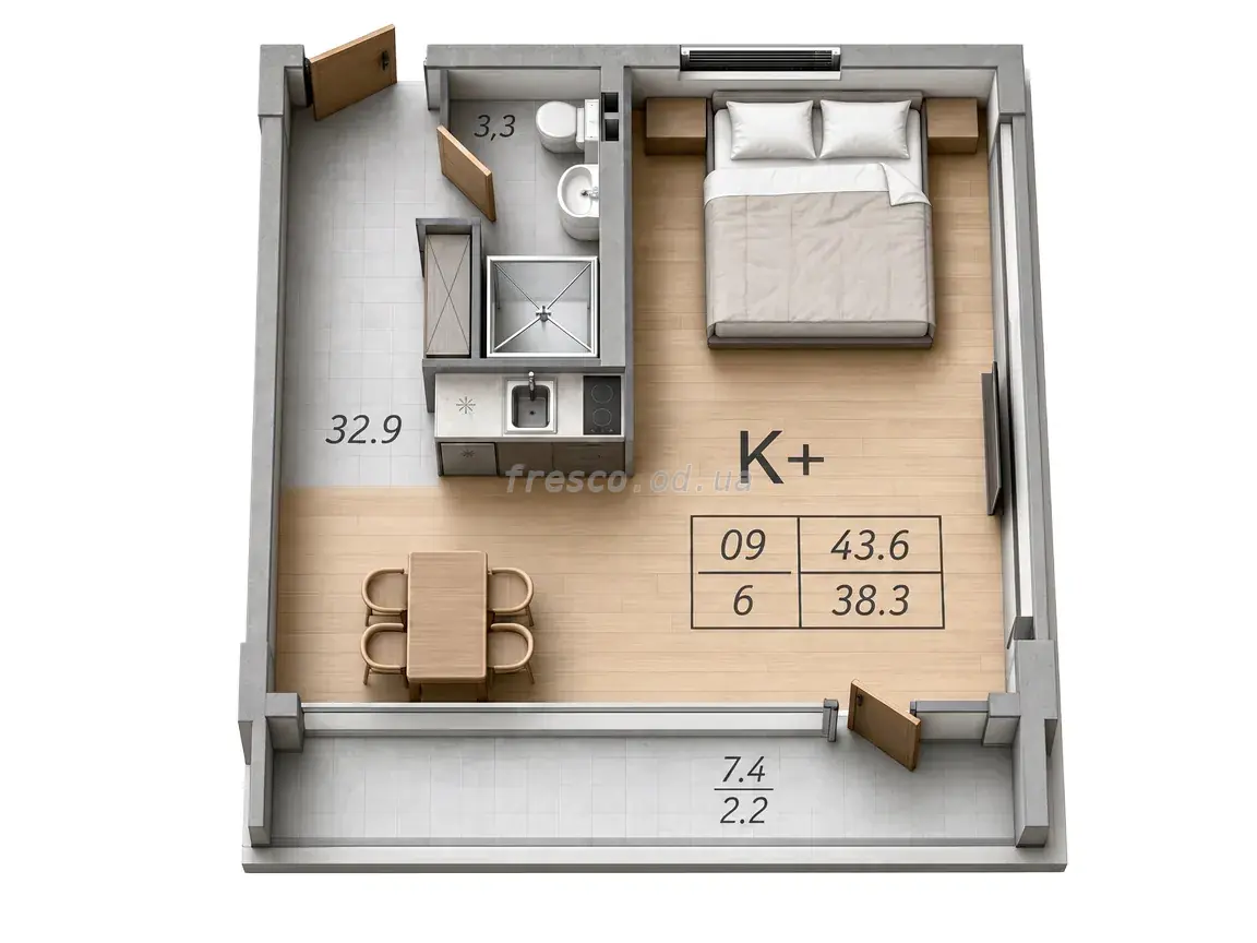 Однокомнатные апартаменты · 43.6 м² · Best Resort Apartments